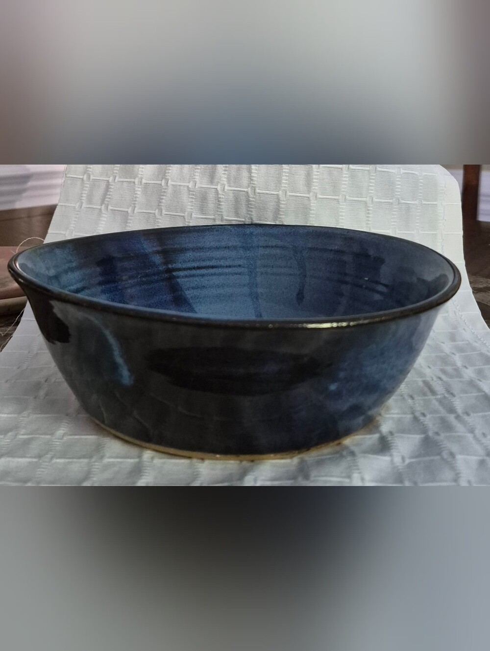 Blue Glazed Pottery Serving Bowl